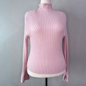 💗 Hooked Up by IOT Ribbed Mock Neck Sweater — Soft Pink — XL
